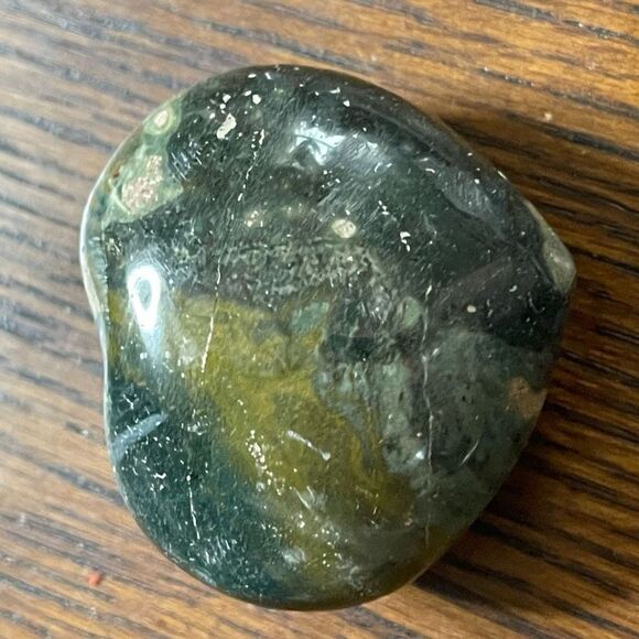 Ocean Jasper heart palm stone crystal natural green druzy moss agate agatized - Picture 4 of 10